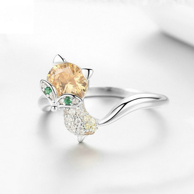 ORANGY ZIRCON SILVER RING - FOX